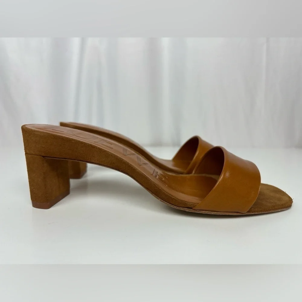 Loewe Caramel Brown Suede and Leather Mule Slide Sandals Sz 38 - Picture 4 of 9